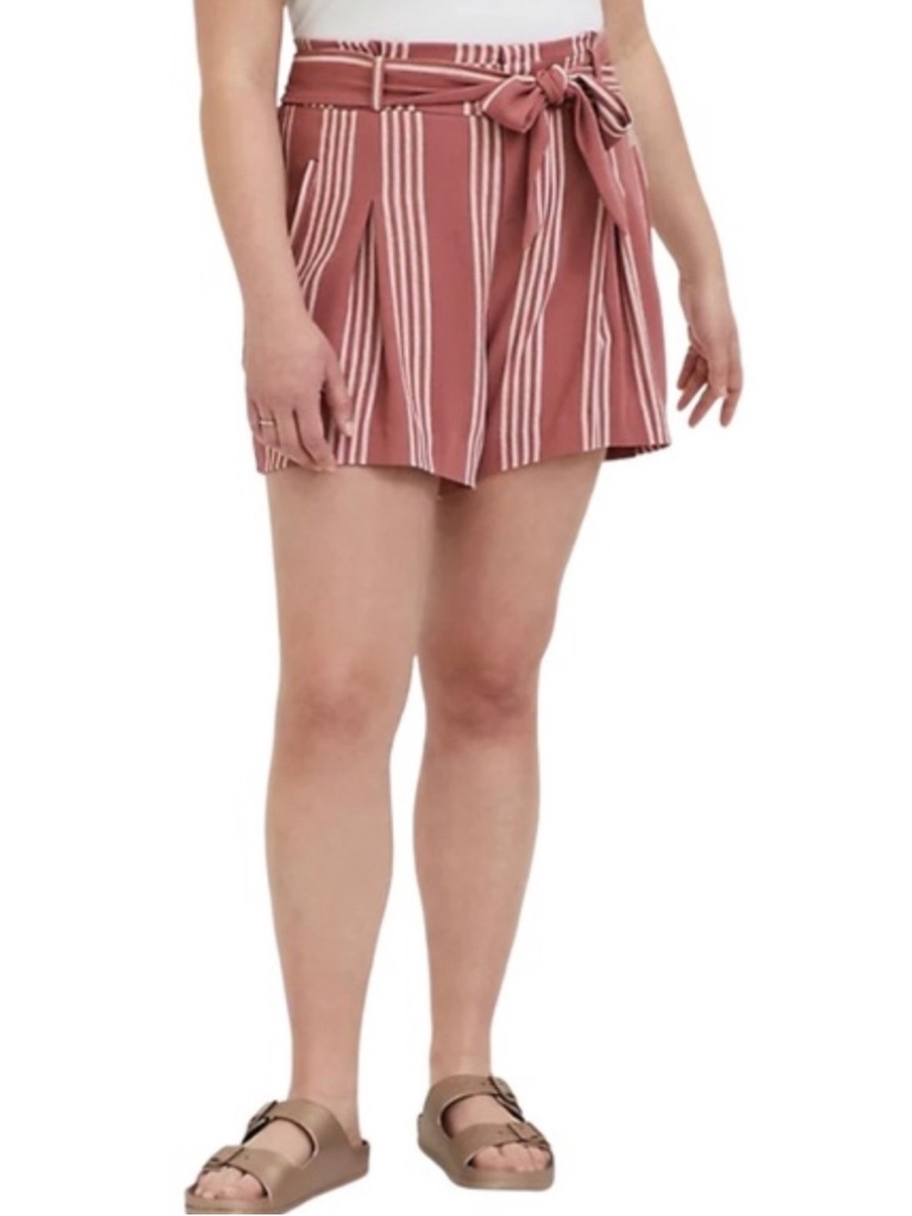 NWT Torrid Rose Stripe Tie Front High Rise Shorts Size 12